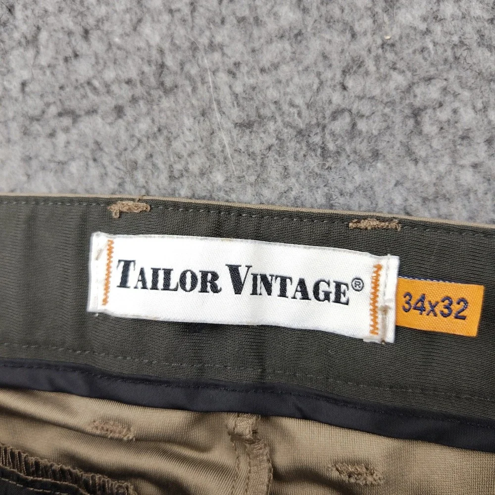 Tailor Vintage Pants Mens 34x32 New Canaan Slim Fit Tan Luxe Performance Stretch